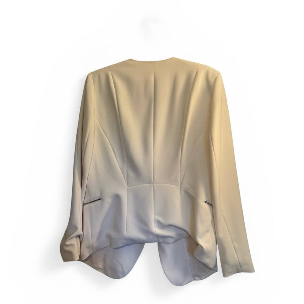 WHBM Open Front Blazer Zip Pockets Cream 12 - Picture 4 of 5